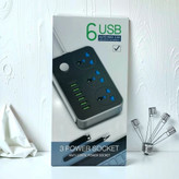 چند راهی برق با ۳ خروجی و کابل ۲ متری و ۶ usb